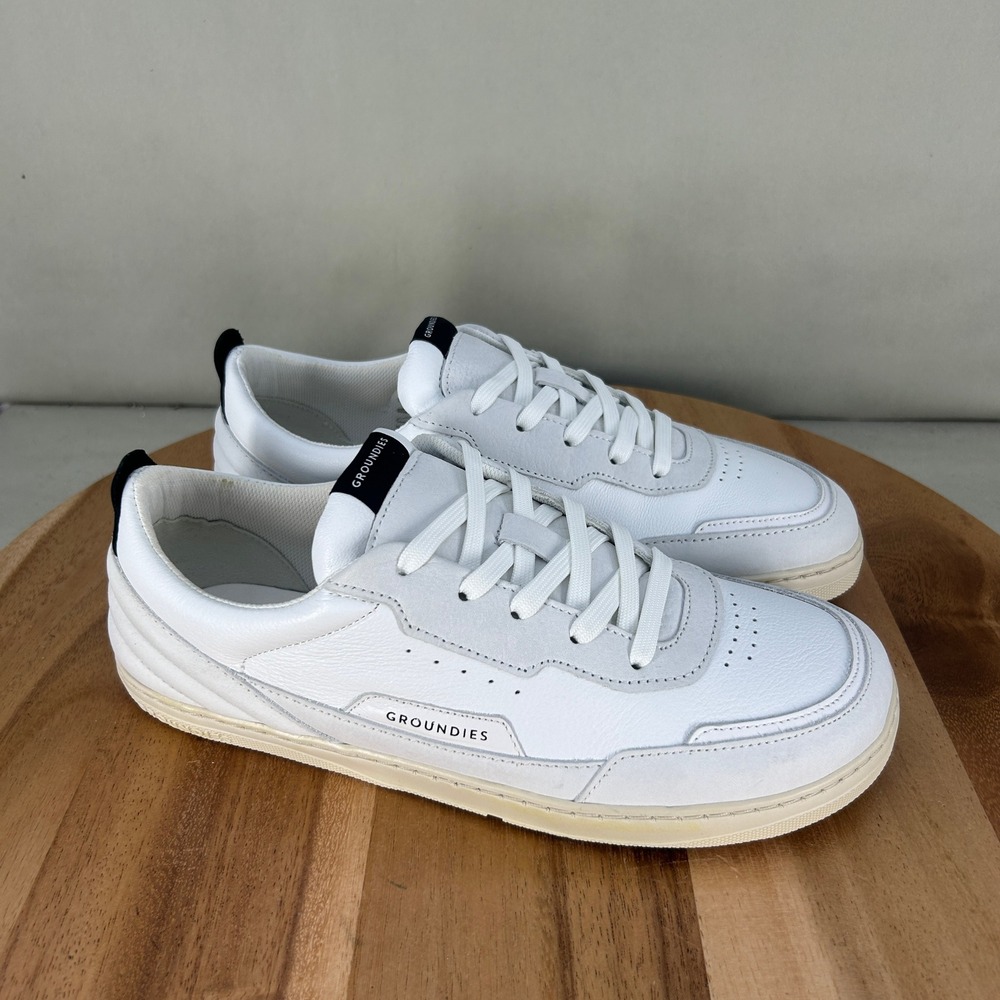 Groundies Orlando Barefoot Sneakers White Leather Womens Size 8.5 Shoes Lace Up